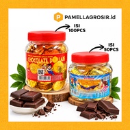 BLACK COMPOUND CHOCOLATE CHOCOLATE BAR JAR CONTENTS 50 PCS x 5.8 GR & DOLLAR TOPS CHOCOLATE CONTENTS