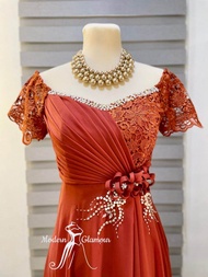 RUST ORANGE Mother of the Bride Groom Ninang Principal Sponsor Formal Event Gown