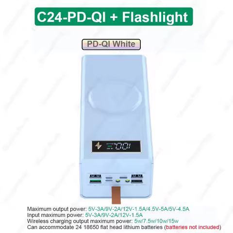 18650 Wireless Quick Charge 22.5W Battery Storage Box 24x18650 Power Bank Case Wireless Magnetism Po