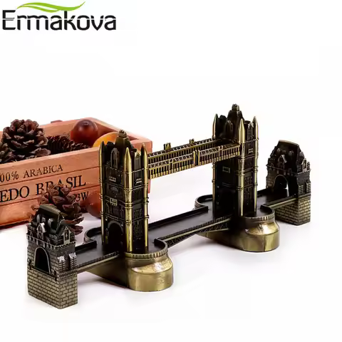 ERMAKOVA Antique Bronze London Statue Tower Bridge Landmark Model Metal Figurine World Landmark Arch