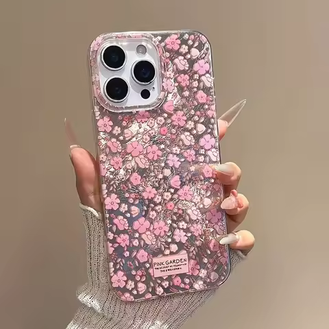 Full-Screen Small Red Flower Vortex Pattern Case For iPhone 16E 16 15 14 13 12 11 Pro Max XS XR 7 8 