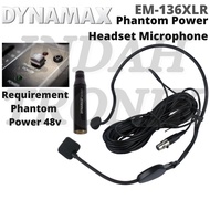 DYNAMAX EM136XLR Headset Microphone with Phantom Power Adaptor[Mikrofon Kepala untuk Imam Masjid Sur