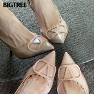 Real Shot BIGTREE Ladies High Heels 9265-AK117 European American Style Banquet Sexy Pointed Toe Buck