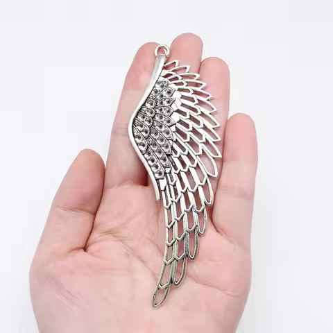 WYSIWYG 2pcs 106x37mm Big Angel Wings Charms Antique Bronze Color For DIY Jewelry Making Charms Pend
