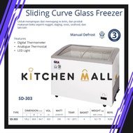 GEA SD-303 sliding curve glass freezer - freezer box kaca cembung