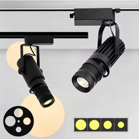 LED Logo Projector Track Light 5W-20W Manual Zoom Focus Adjustable Ceiling Spotlight for Stage Galle