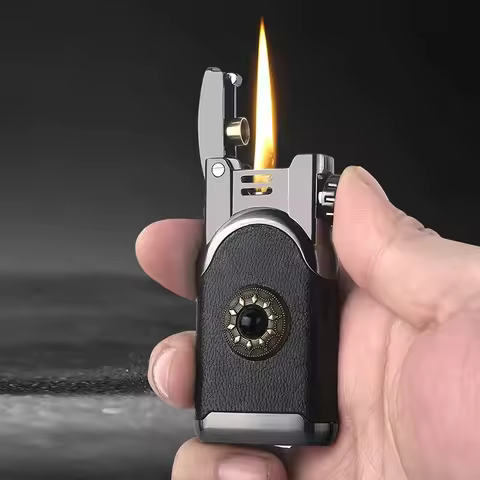 HONEST Lighter Gift Set, Windproof Butane Lighter with Keychain, Luxury Leather Lighter for Men, Ide