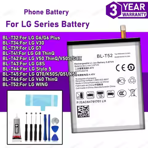 100% New Zero Cycle BATTERY For LG G6 PLUS/V30/G7/G8/V50 ThinQ/G8X/G8S/V60/WING/Stylo 5/Q70/V50S Bat