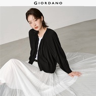 GIORDANO Ladies Jackets Mandarin Collar Pleated Jackets Zip Front Raglan Sleeve Trendy Chic Fashion 