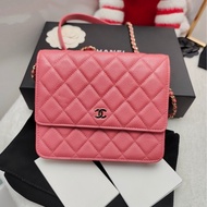 【99❤全套帶票】Chanel方胖子woc 唇膏粉金鍊 單肩包斜挎包