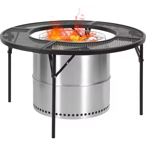 REDCAMP 36 Inch Fire Pit Surround Tabletop Solo Stove Bonfire/Ranger, Foldable Round Fire Pit Table-
