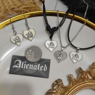 Heart Angel Charm Necklace Earrings Gothic Grunge