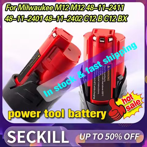 12V 1.5Ah 2.0Ah 2.5Ah Power Tool Battery for Milwaukee M12 M12 48-11-2411 48-11-2401 48-11-2402 C12 