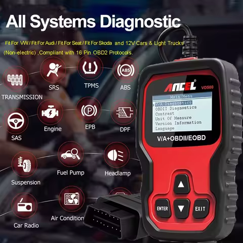 Code Reader ABS SRS EPB Oil Diagnostic Tool ANCEL VD500 OBD2 Scanner Fit For VW Volkswagen VW Audi S