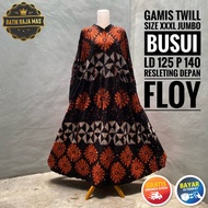 Gamis Wanita Dewasa Jumbo Busui Friendly Resleting Depan Syari Lebaran Twill Pekalongan Motif Bati A