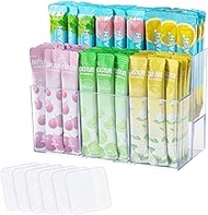 CLUQMEIK 2-Tier Drink Packet Organizer, Acrylic Drink Water Flavor Packet Holder with Square Adhesiv