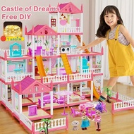 Shipped In Thailand Big Dollhouse 66 Cm. 4 Layers Of Light And Doll Included Girls' Toys To Enhance 