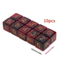 10PCS 16mm D6 Number Dice Set Acrylic