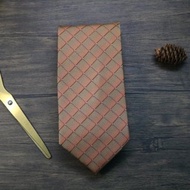 橘色格紋真絲領帶/暖男小格子necktie