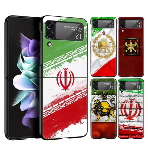 Map Art Iran flag Phone Case For Samsung Galaxy Z Flip 3 4 5 6 7 Hard Black Folding PC For Samsung Z