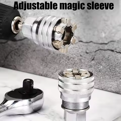 Universal Multifunctional Wrench Socket Sleeve Converter for 3/8" Drive Wrench, 10-19mm Adjustable S