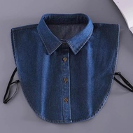 Item Panas [Harga Borong] Kolar Palsu Denim Berlapis Kolar Kemeja Palsu Wanita Serbaguna Kolar Hiasa