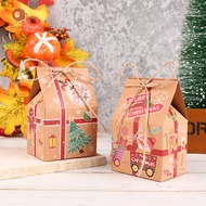 abongsea 5Pcs Kraft Paper House Shape With Ropes Candy Gift Bags Cookie Bags Packaging Boxes Christmas Tree Pendant Party Decor Nice