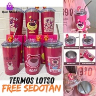 TERMOS Qori Store - 500ml Lotso Thermos + Straw Code 2321 / Lotso Bear Tumbler / Pink Lotso Bear The
