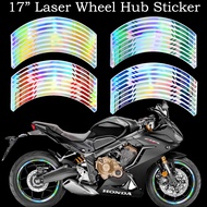 For YAMAHA Y5 Y15ZR LC135 v1 125ZR XJ6 MT 15 Fz150i Y16 y16zr Wave 125 17" Laser Rainbow Motorcycle Wheel Hub Stickers Motor Bike Accessories Scooter Rim Strips Decal