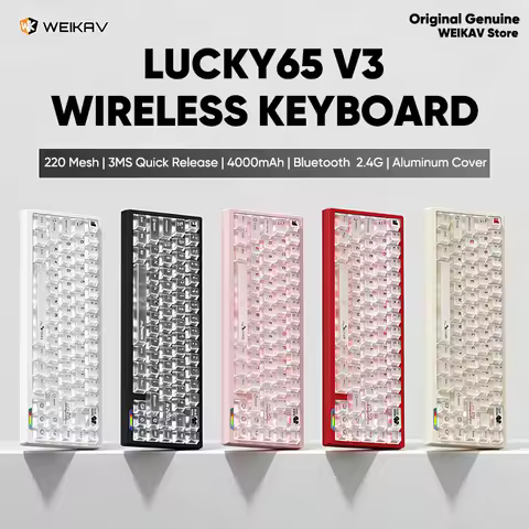 WEIKAV Lucky65 V3 Lucky65V3 Wireless Gaming Aluminum Mechanical Keyboard Kit 60% Bluetooth 2.4G RGB 