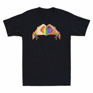 Gay Pride Clothing LGBT Rainbow Flag T-Shirt Heart Unity Funny Gift Black Tee
