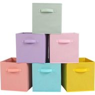 Stero 13x13x13 Inch Fabric Storage Bins 6 Pack Fun Colored Durable Storage Cubes with Handles Foldab