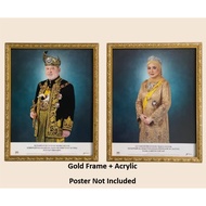 Gold Frame+Acrylic Potraits King/Queen Gambar Potret Agong /Permaisuri/ Perdana Menteri Malaysia 金边相