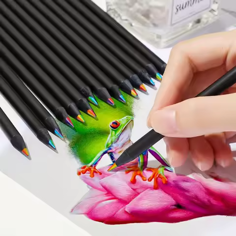 3Pcs pastel 7 Colors Concentric Gradient Rainbow Pencil Crayons Colored Pencil Set cheap kawaii stat