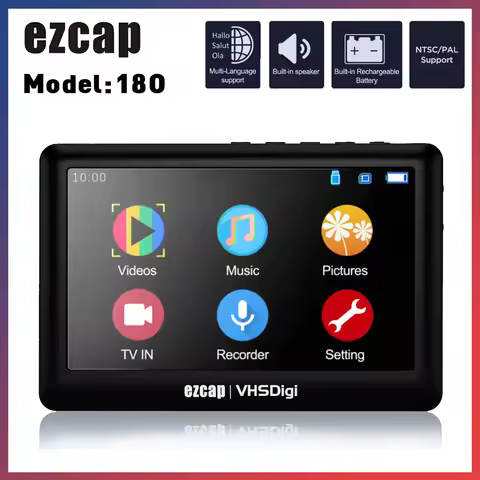 Ezcap180 AV Recorder Video Audio Capture Box Analog to Digital Converter Record Video from VHS VCR's