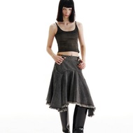 Label Dislocation Denim Skirt 錯位水洗牛仔裙