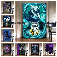 Anime New Pokemon Canvas Painting Gengar Mimikyu Cubone HD Poster and Print Watercolor Wall Art Pict