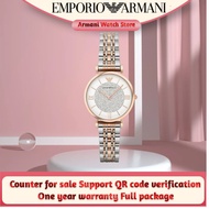{Warranty 1 Year} NEW Emporio Armani Watch AR1926 Women's Watch Net Celebrity Gypsophila Ladies Watch Diamond Fritillary Mother-Daughter Watch (Rose Gold)