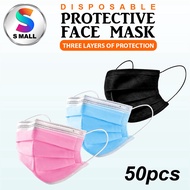 50PCS Face Mask Disposable 3ply Mask Filter/1pcs Washable (Black/White/Grey/Pink/Blue)/1pc Pita BLAC