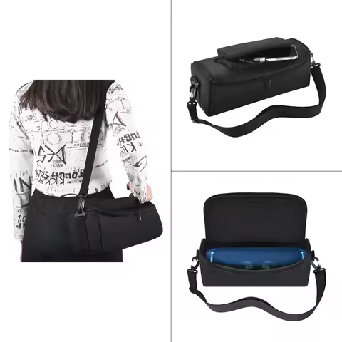 Portable Speaker Carrying Case Dustproof Protective Case Scratch-resistant Double Zipper with Sholde