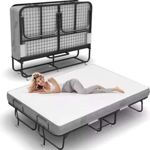 Folding Bed with Mattress 75 x 54 Full Size for Adults Rollaway Bed Fold Up Foldable Portable Extra 