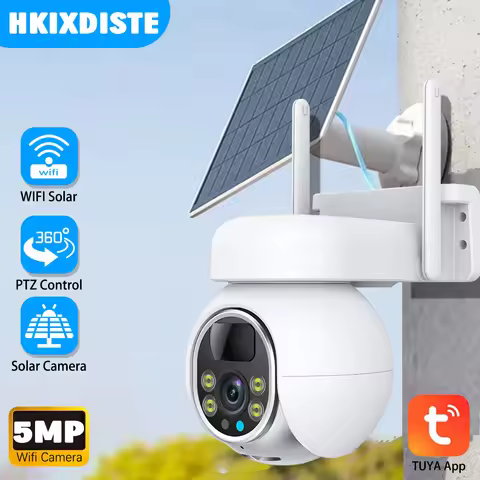 Tuya Smart Life Home PTZ 5MP With Solar Panel 360° PTZ Outdoor Security IP Camera Wifi Network Batte