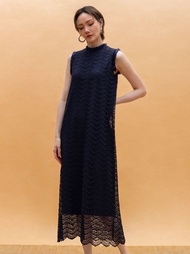 Caramel Studio - Navy Florence Dress เดรสลูกไม้ลาย Scallop
