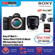 Sony A7 Mark II / A7II Body  With Tamron 35mm F2.8 Di III OSD , Sandisk 64GB Extreme Pro & ISAW acti