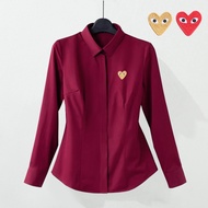 PLAY CDG Cotton Long-Sleeved Slim-Fit Shirt with Embroidered Heart