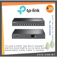 TP-LINK Tplink 8 Port 8x 10G Gigabit Switch RJ45 Port 1U 13 Inch Rack Mountable Steel Case TL-SX1008