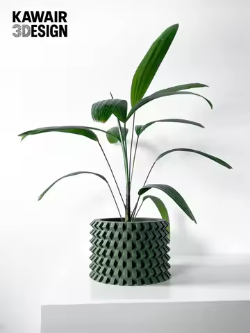 3D Printed Flower Pot Square Rhombus Line Texture Artistic Design Home Decor Biodegradable macetas