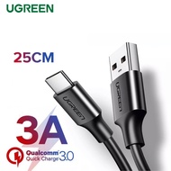 UGREEN ORIGINAL Kabel Data USB TYPE C 3A 25CM for XiaoMi Samsung Oppo Vivo Ori Realme Fast Charging 