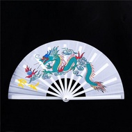 Dragon and phoenix silk fan with plastic spokes Tai Chi Kung Fu martial arts Chinese style hand-held