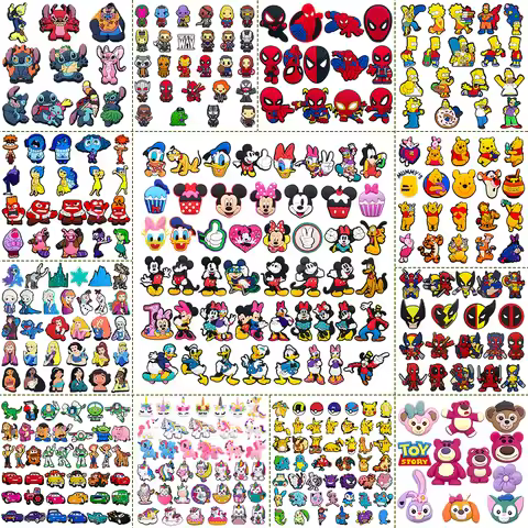 Hot 1PCS Disney Cartoon Cute Characters DIY Superhero Mickey Shoe Charms PVC Accessories Decorate Ki